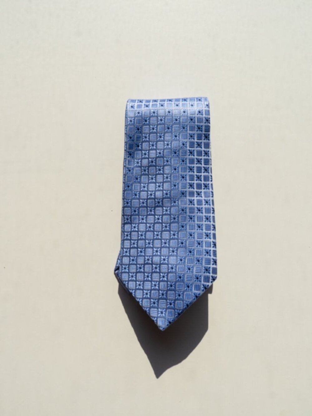 100% Silk Light Cornflower Blue Geometric Tie Croft and Barrow